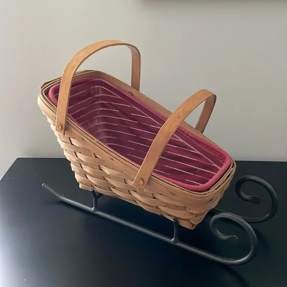 Vintage Longaberger Vegetable Baket Combo with Wrought Iron Sleigh Runners - Picture 1 of 5